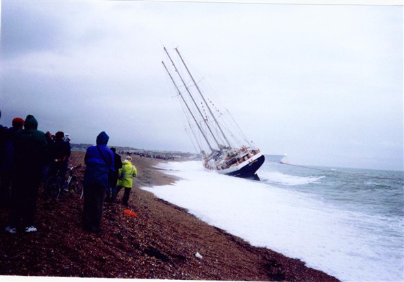Photo:Eendract beached at Tidemills - 1998