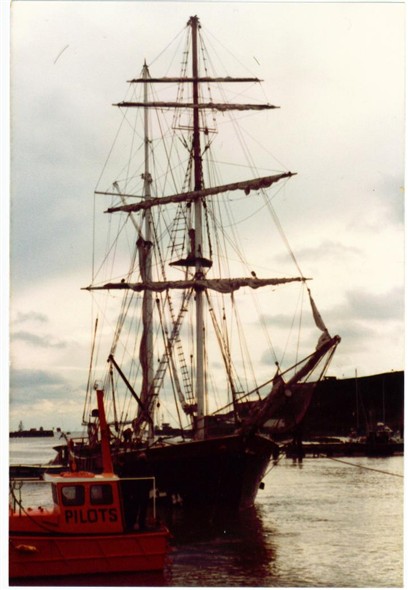 Photo:Old sail boat visiting Newhaven - c1982