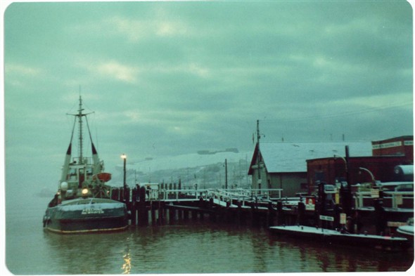 Photo:WEST QUAY - MEECHING TUG/LIFEBOAT STATION/OLD FUEL PUMPS December 1981