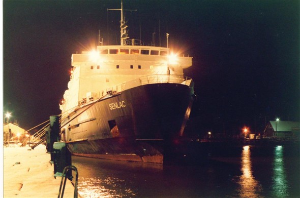 Photo:SENLAC - moored up in the snow (Jan 1985)