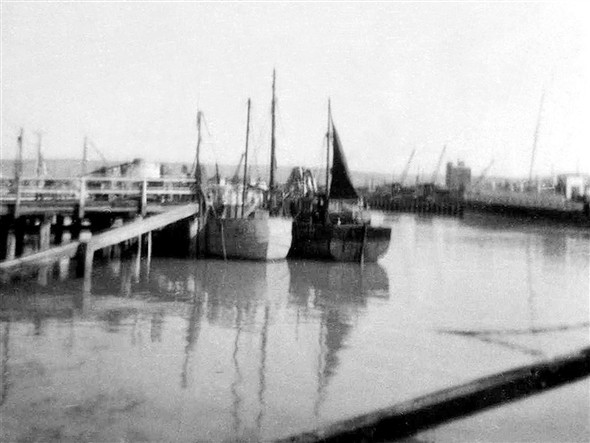 Photo:One of my earliest photos at Newhaven - to the right can be seen the bow of the P&A Campbell paddle steamer Glen Gower