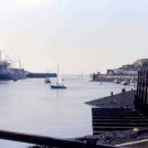 Photo:Harbour view with a freighter at the East Quay