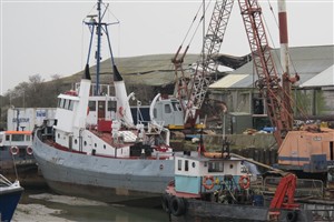 Photo:March 2012. Bought by Murray Tugs, Meeching is seen at Klondyke Wharf in Queenborough undergoing restoration.