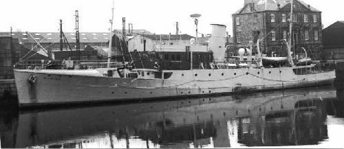 Photo:In her earlier life as Minna, moored at Fleetwood