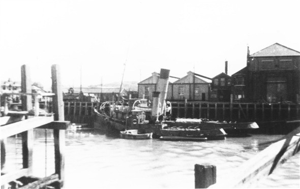 Photo:East Quay old tugs and the marine workshops - c1961