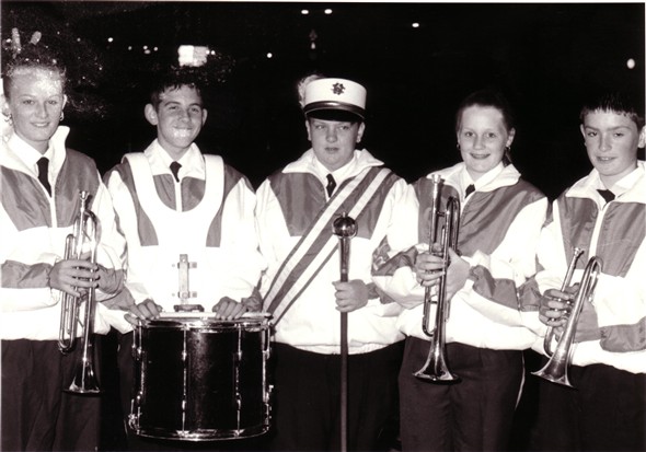 Photo:Newhaven Bonfire night 1997, Newhaven Youth Marching Band preparing to march