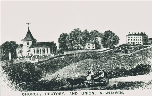 Photo:HMS Brazen memorial / St Michael's Church / Old Rectory / Workhouse - Engraving from 1855