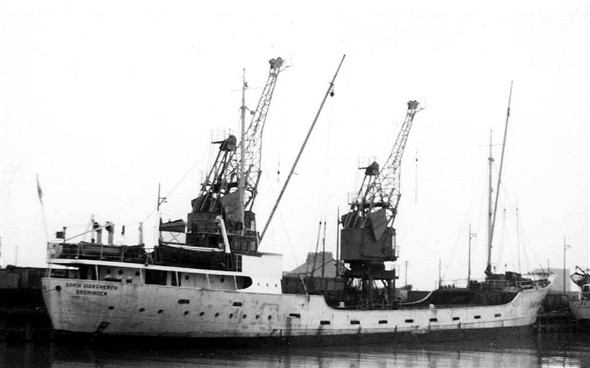 Photo:Santa Marcherita owned by Rederij MS Santa Margherita built 1952 and of 500 gross tons. On 30th December 1961 she was in collision at Gothenburg with British Mallard and capsized