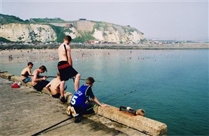 Photo:Fishing from the breakwater at West Beach (c 2000)