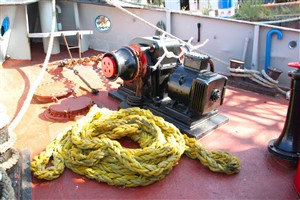 Photo:Refurbished, and almost spotless anchor windlass. The aft capstan is due for the same treatment, back to its original black.