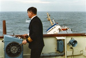 Photo:Captain Paul Levesley at Senlac's controls