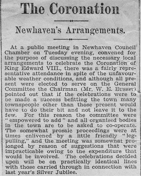 Photo: Illustrative image for the 'NEWHAVEN'S ARRANGEMENTS FOR THE CORONATION.' page
