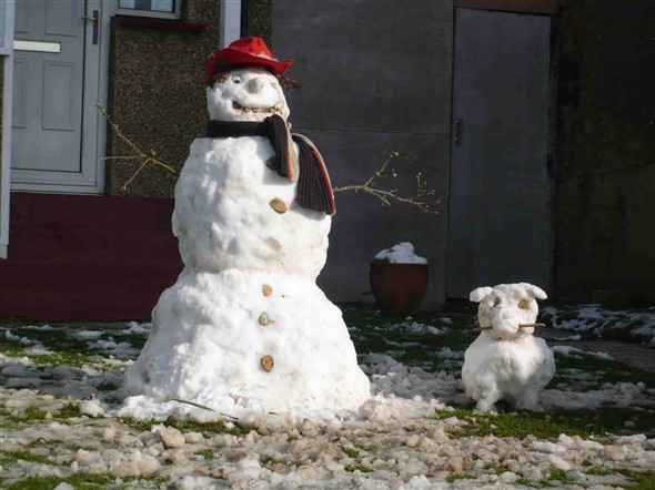 Photo:Snowman and his pet - Hillcrest Road