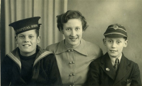 Photo:3 of Mary's 4 children: Edwin Warnes, Marcia Stapley & Lionel Warnes, taken 23 December 1952
