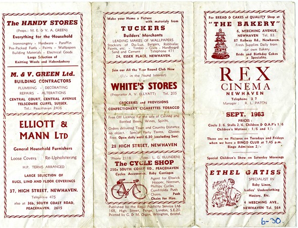 Photo:Rex Cinema programme 1963 - back page