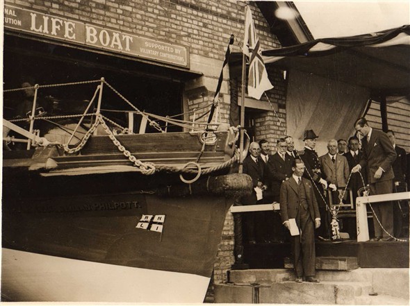 Photo:HRH Prince George, Duke of Kent christening the lifeboat.