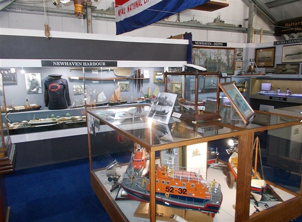 Photo:Lifeboat display and part of the main display cabinet
