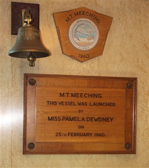 Photo:The original plaques and new bell in the Officers' Mess.